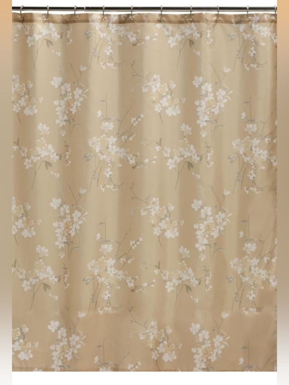 Silk Flowers Shower Curtain, Beige- & Tan NWT